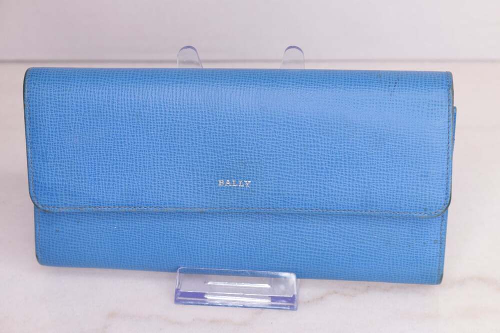 Bally Light Blue Grained Leather Continental Flap Long Wallet